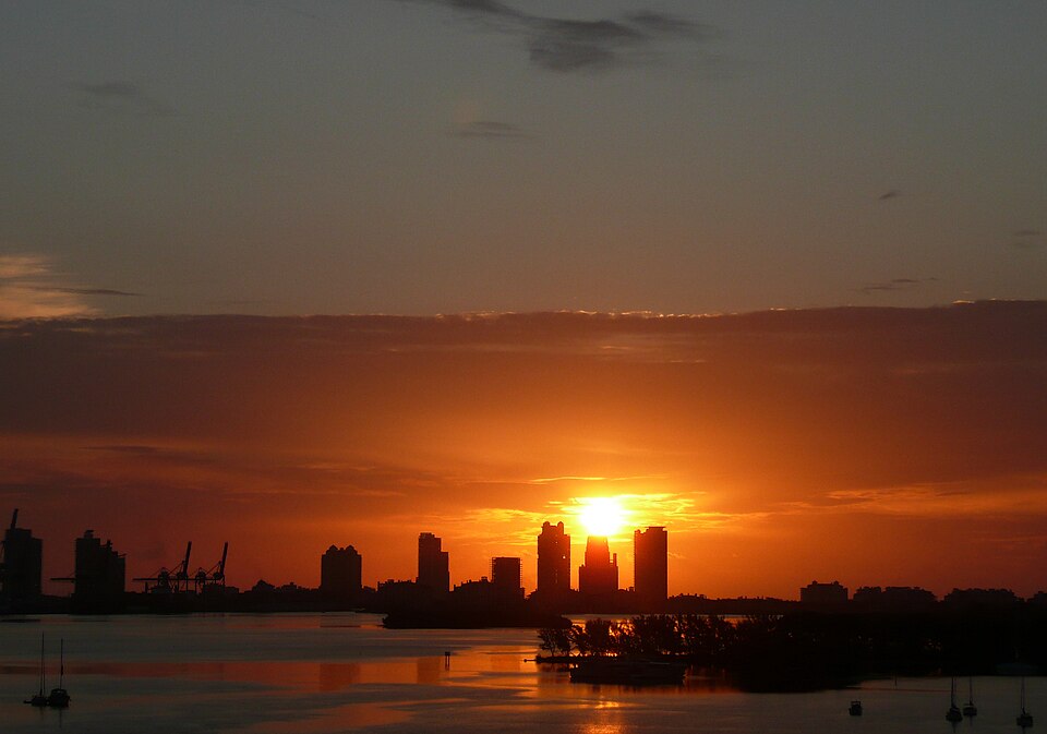 Miami skyline at sunset, Florida