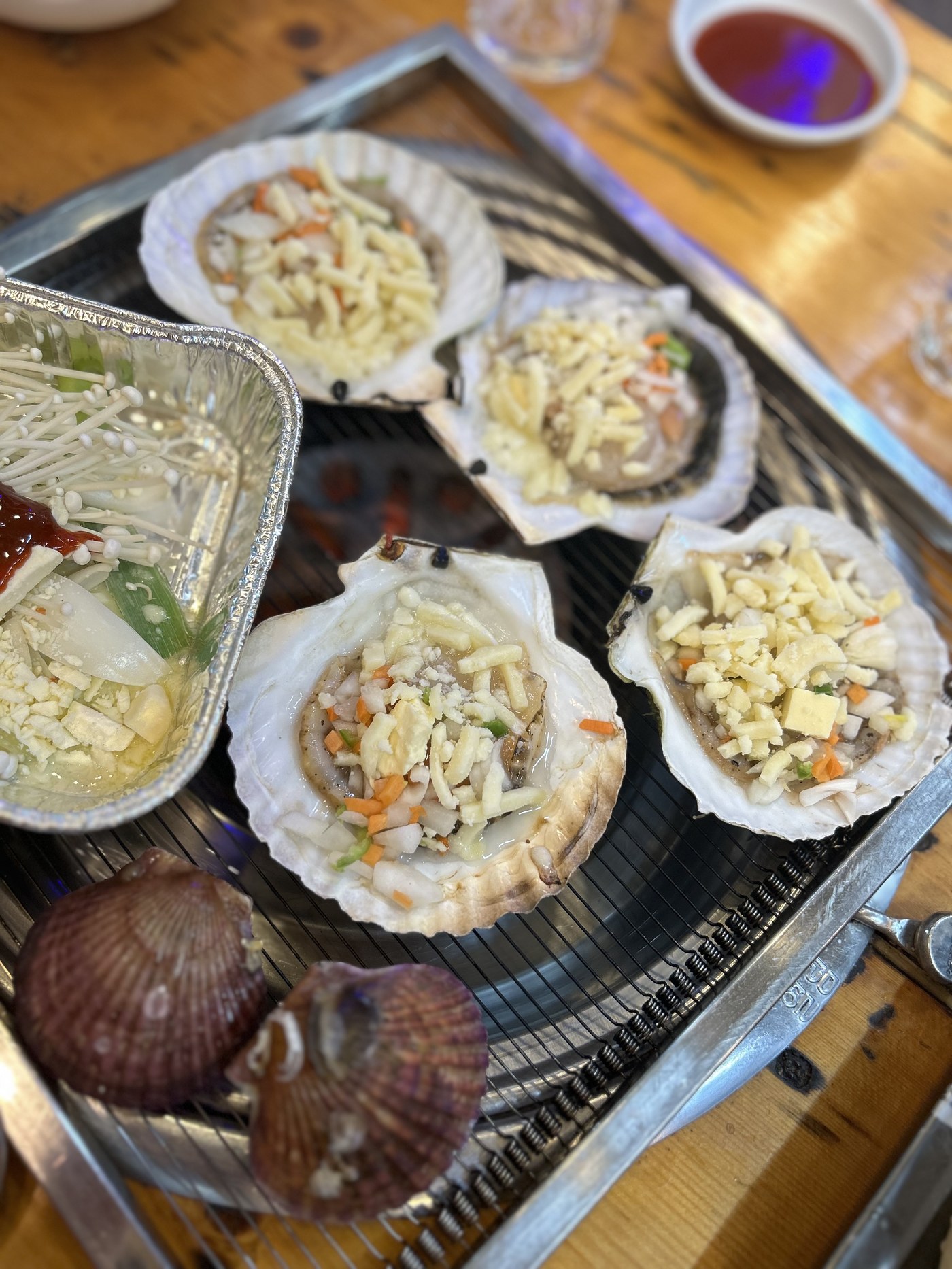 광안리 조개구이집 가리비 치즈구이 불판